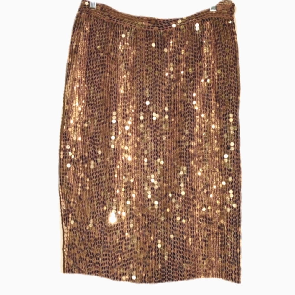 Vintage Oleg Cassini sequined gold skirt